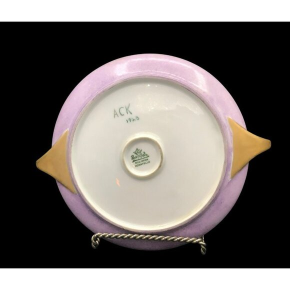 Antique Rosenthal Selb Bavaria Hand Painted Porcelain Dish W/ Handles Purple Lil - Picture 7 of 14